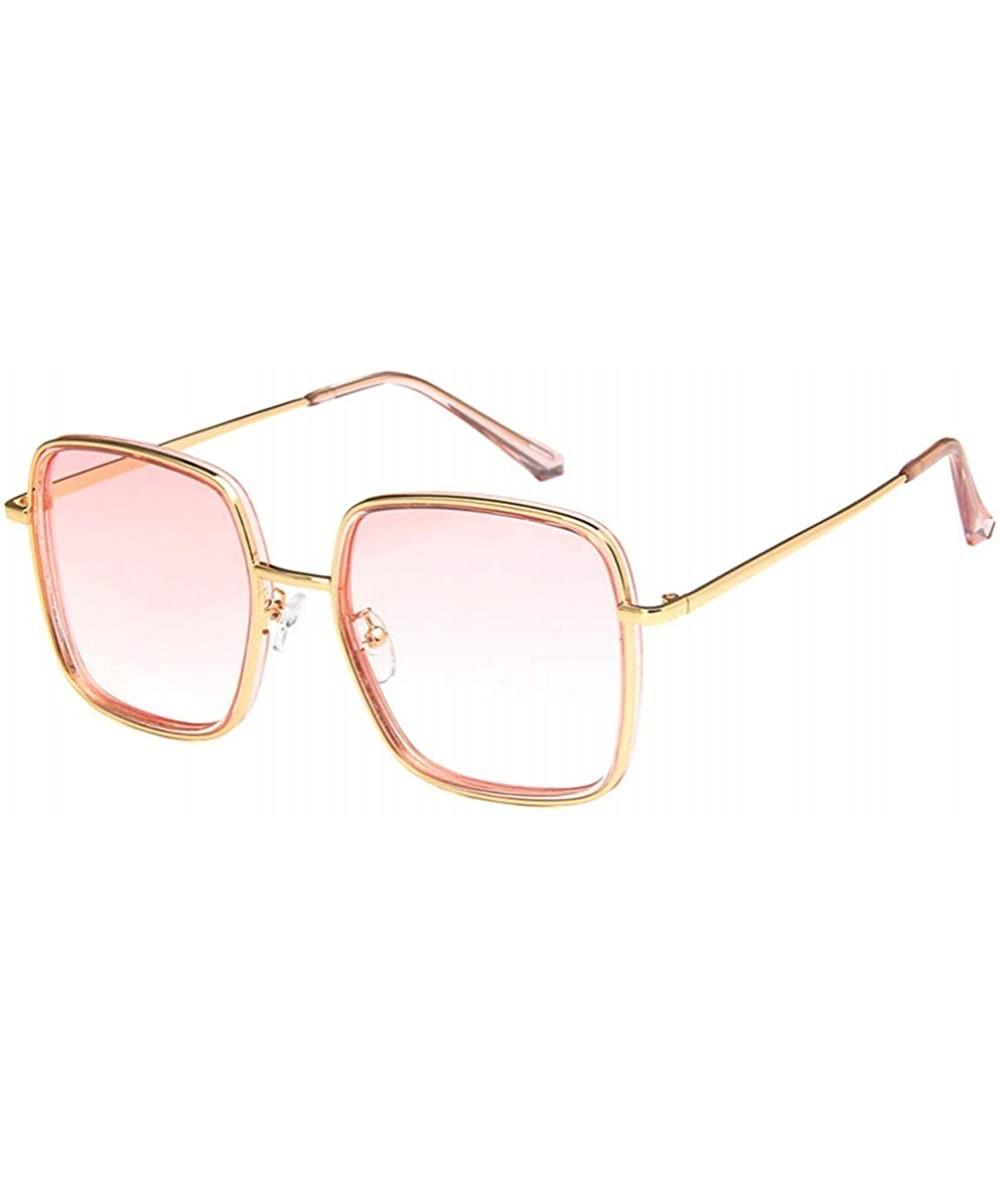 Square Unisex Sunglasses Fashion Gold Pink Drive Holiday Square Non-Polarized UV400 - Gold Light Pink - CE18RLU6DNE $10.13