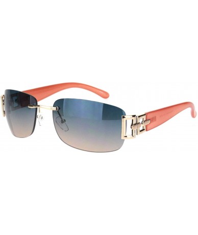 Square Luxury Rimless Art Deco Metal Chain Designer Sunglasses - Gold Peach - CE18KL8QYDS $20.12