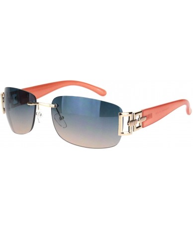 Square Luxury Rimless Art Deco Metal Chain Designer Sunglasses - Gold Peach - CE18KL8QYDS $22.73