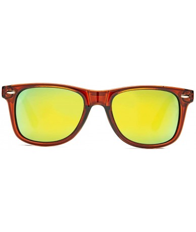 Rectangular Classic Polarized Sunglasses for Men Women Retro UV400 Sun Glasses - A8 Brown Frame/Gold Mirror Lens - CU18S9K2K4...