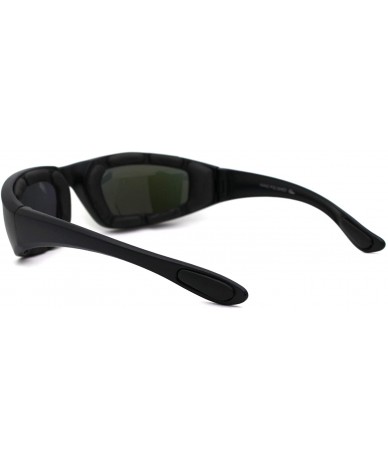 Goggle Mens Foam Padded Warp Around Biker Goggle Style Sunglasses - Matte Black Peach Mirror - CG18A6L585I $8.17