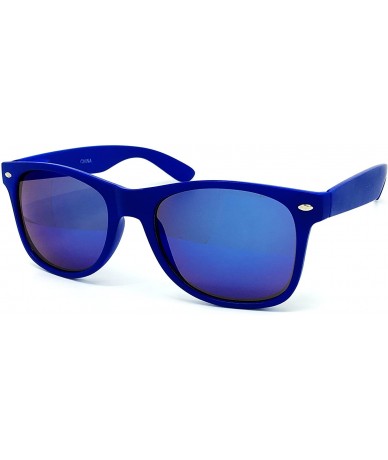 Oversized 97800-1 Premium Soft Horned Rim Matte Finish Mirror Retro Sunglasses - Blue - CT18OENDY9A $31.76