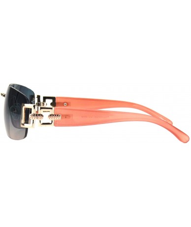 Square Luxury Rimless Art Deco Metal Chain Designer Sunglasses - Gold Peach - CE18KL8QYDS $20.12