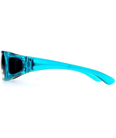 Oversized Rectangular Polarized Anti-glare 60mm Fit Over OTG Sunglasses - Teal - CD12MX5FJPJ $18.28