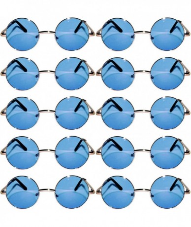 Round 12 Round Retro Vintage Circle Tint Sunglasses Metal Frame Colored Lens Small lens - Round_43_gld_blue_12p - CR189IY72D9...
