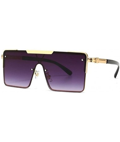 Oversized Oversized One Piece Sunglasses for Women Square Sun Glasses UV400 - Gold Grey - CN19086Y4DQ $17.52