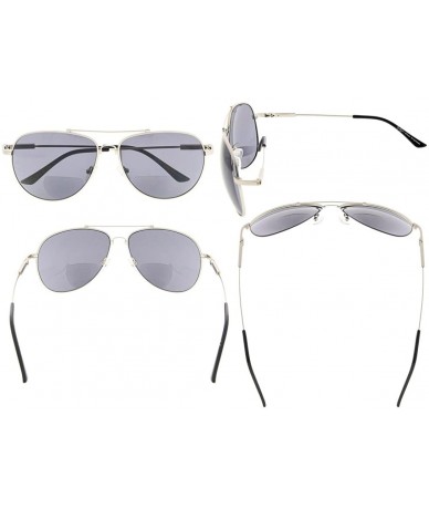 Square Large Bifocal Sunglasses Polit Style Sunshine Readers with Bendable Memory Bridge and Arm - CI18034X2AA $24.52