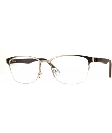 Rectangular Mens Half Metal Rim Powered Bifocal Reading Eyeglasses - Gold Brown - CE180Z29H0R $10.41