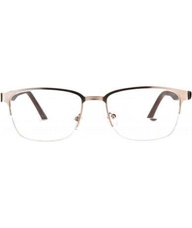 Rectangular Mens Half Metal Rim Powered Bifocal Reading Eyeglasses - Gold Brown - CE180Z29H0R $10.41