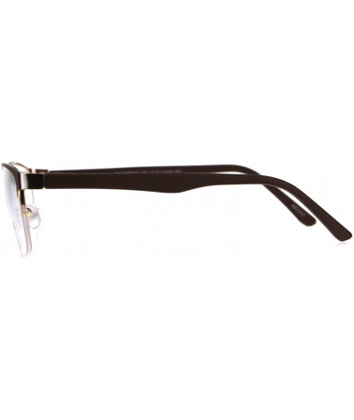 Rectangular Mens Half Metal Rim Powered Bifocal Reading Eyeglasses - Gold Brown - CE180Z29H0R $10.41