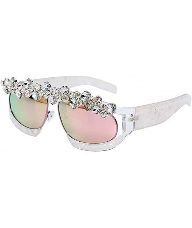 Square Vintage Diamond Sunglasses Rhinestone Eyeglasses - CI196XNOK0I $39.72