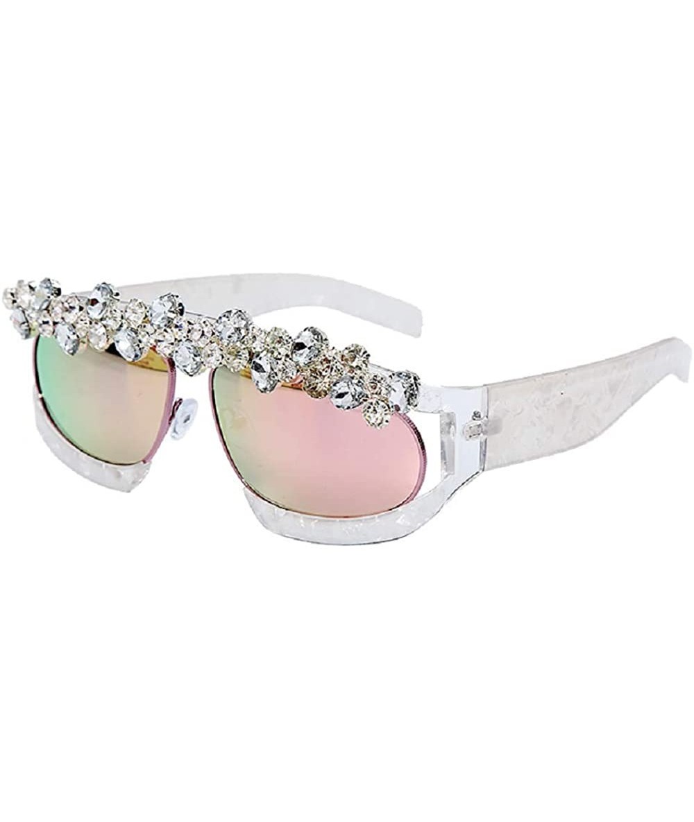 Square Vintage Diamond Sunglasses Rhinestone Eyeglasses - CI196XNOK0I $25.77