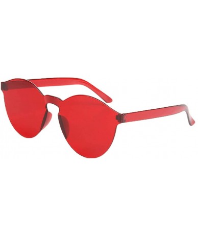 Oversized Frameless Transparent Glasses Europe and America Candy Color Couple Sunglasses 2019 Fashion - Red - CU18TI9KHUK $20.15