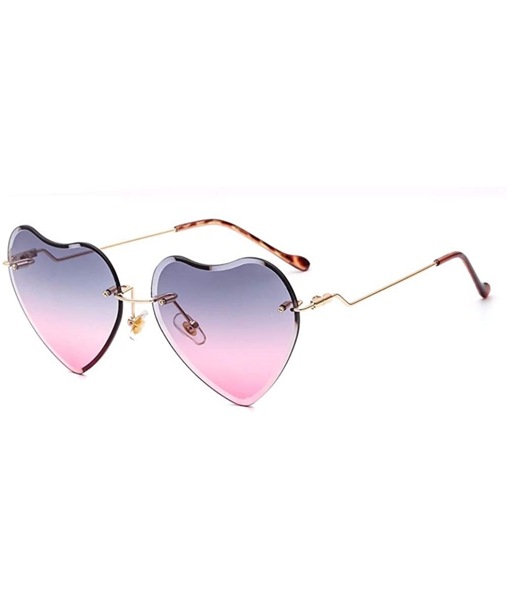 Aviator Sunglasses Frameless Peach Heart Sunglasses Love Sunglasses Brilliant Ocean Lady Sunglasses - G - CZ18QQG9DG2 $63.89