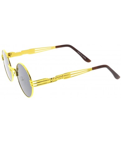 Round Heritage Modern"Steampunk 2.0" Wired Frame Sunglasses - Black - CS18GYDY9HG $11.42