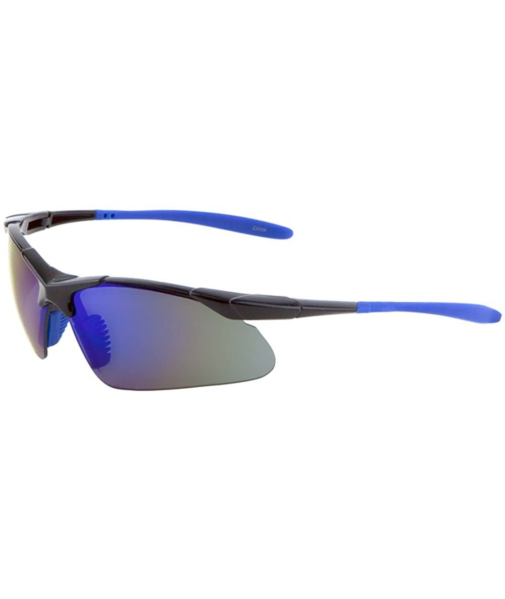 Wrap Men Sport Wrap Around Sunglasses Driving Motocycle Sport Golf Eyewear - Mj0086-blue - C6182Z8YHLC $12.69