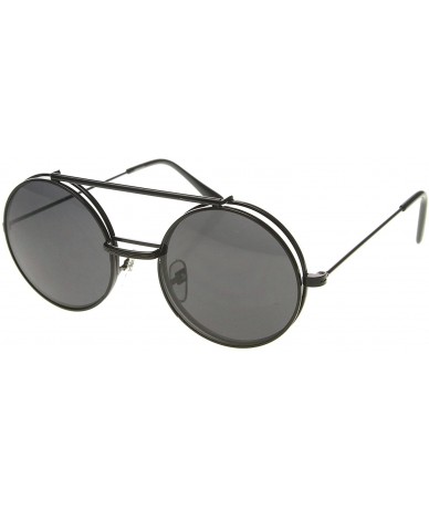 Round Limited Edition Color Flip-Up Lens Round Circle Django Sunglasses (Black Smoke) - CK11IOYY61Z $9.15
