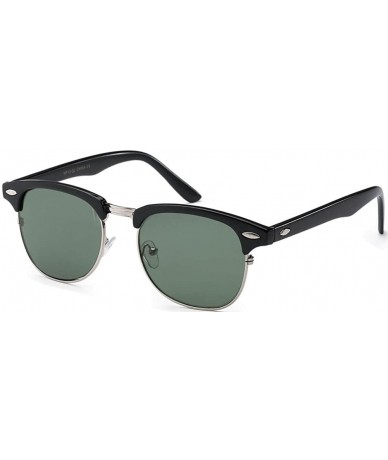 Rimless Vintage designer Half Frame Rim Glass Lens Sunglasses - Black-sil-green - CP11LGSS94V $16.61