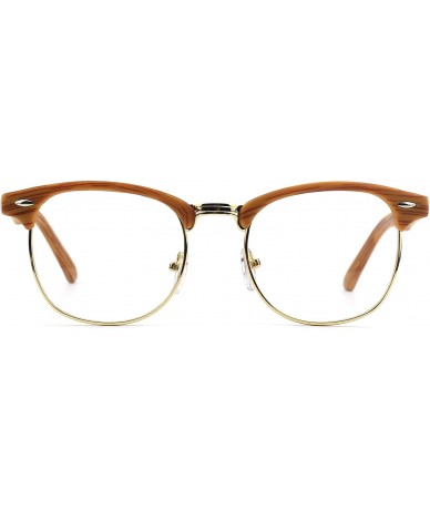 Wayfarer Clear Lens Glasses For Men Women Fashion Non-Prescription Nerd Eyeglasses Acetate Square Frame PG05 - 2 Wood - C417Z...
