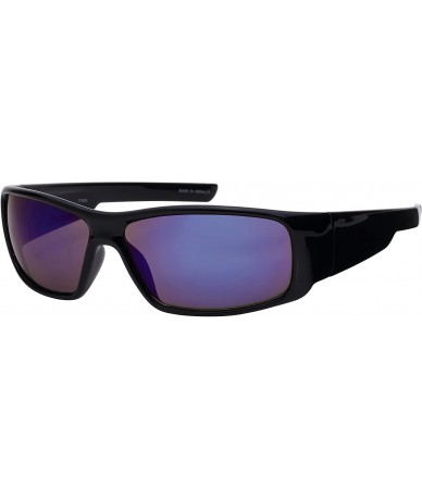Sport Men's Full Frame Sports Sunglasses w/Color Mirror Lens 570080-REV - Black - C012FTCOT2F $12.13
