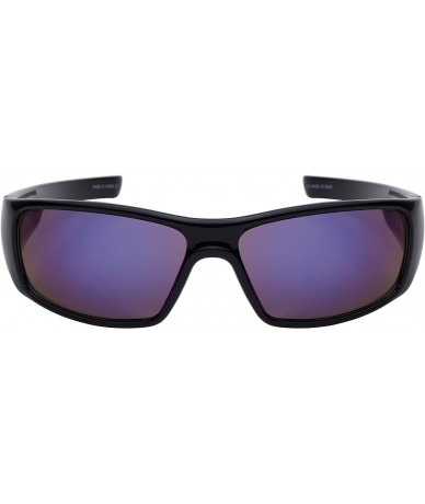 Sport Men's Full Frame Sports Sunglasses w/Color Mirror Lens 570080-REV - Black - C012FTCOT2F $12.13
