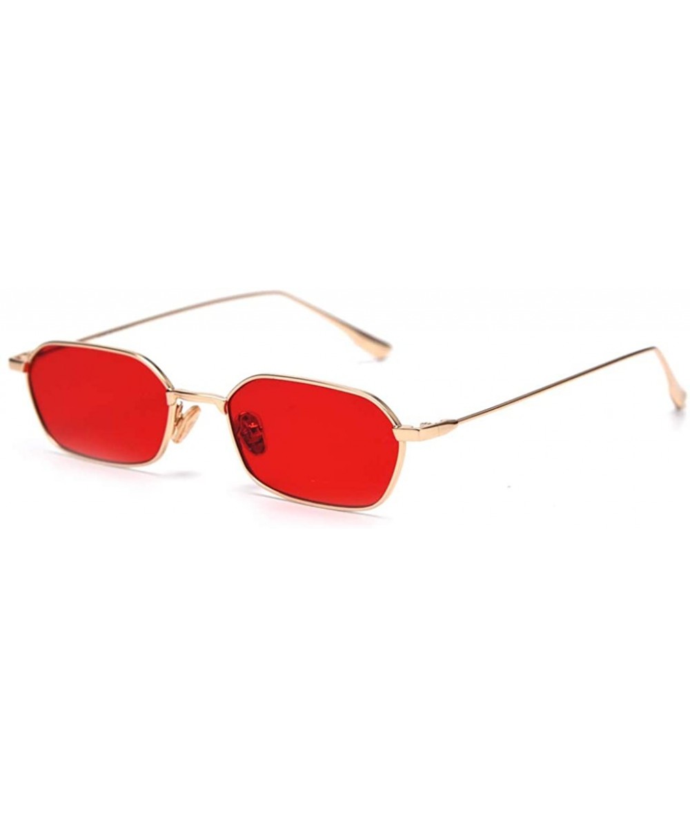 Square Retro Rectangle Sunglasses Women Small Male Sun Glasses for Men Metal Gifts Item - Gold With Red - CG18X3W06Q7 $13.27