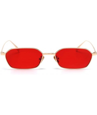 Square Retro Rectangle Sunglasses Women Small Male Sun Glasses for Men Metal Gifts Item - Gold With Red - CG18X3W06Q7 $23.61