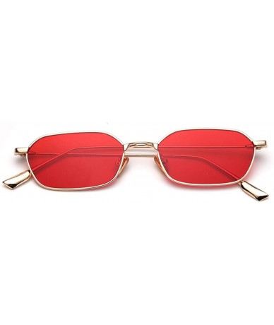 Square Retro Rectangle Sunglasses Women Small Male Sun Glasses for Men Metal Gifts Item - Gold With Red - CG18X3W06Q7 $13.27