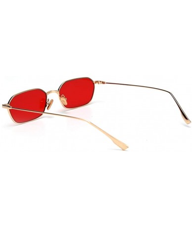 Square Retro Rectangle Sunglasses Women Small Male Sun Glasses for Men Metal Gifts Item - Gold With Red - CG18X3W06Q7 $23.61
