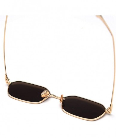 Square Retro Rectangle Sunglasses Women Small Male Sun Glasses for Men Metal Gifts Item - Gold With Red - CG18X3W06Q7 $23.61