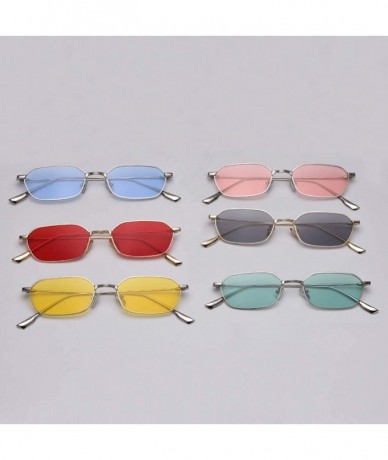 Square Retro Rectangle Sunglasses Women Small Male Sun Glasses for Men Metal Gifts Item - Gold With Red - CG18X3W06Q7 $23.61