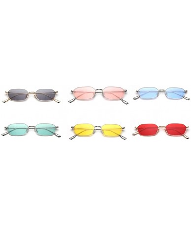 Square Retro Rectangle Sunglasses Women Small Male Sun Glasses for Men Metal Gifts Item - Gold With Red - CG18X3W06Q7 $13.27