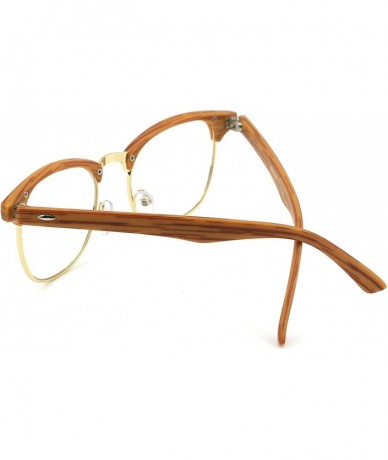 Wayfarer Clear Lens Glasses For Men Women Fashion Non-Prescription Nerd Eyeglasses Acetate Square Frame PG05 - 2 Wood - C417Z...