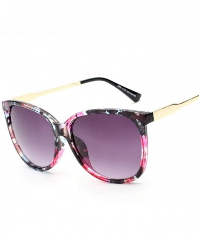 Round Women Oversized Fashion Sunglasses Female Vintage Round Big Frame Outdoor Sunglass UV400 - Floral - CP197Y6NG7I $14.99