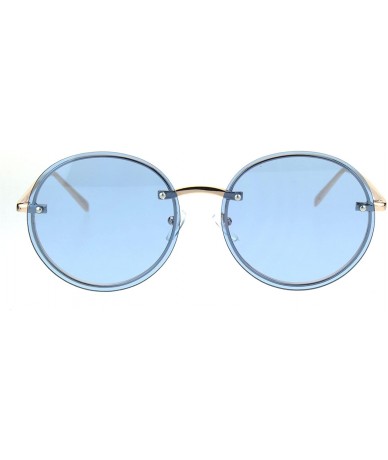 Oval Fem Womens Rimless Round Oval 90s Pastel Lens Sunglasses - Blue - CR182WEL49S $9.65