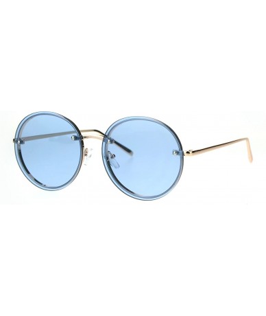 Oval Fem Womens Rimless Round Oval 90s Pastel Lens Sunglasses - Blue - CR182WEL49S $9.65