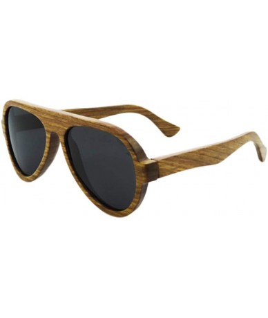 Aviator Genuine Wood Sunglasses Men Classic Polarized Wood Glasses-Z6068 - Pear - C212G63VFQJ $77.39