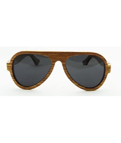 Aviator Genuine Wood Sunglasses Men Classic Polarized Wood Glasses-Z6068 - Pear - C212G63VFQJ $43.97