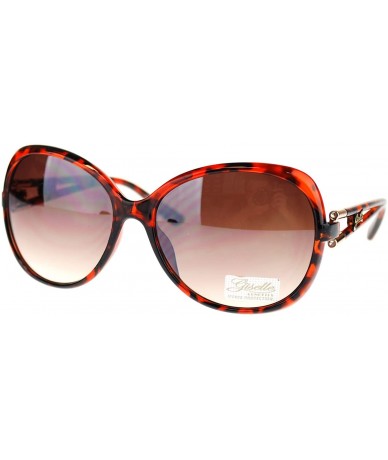 Butterfly Giselle Rhinestone Oversized Round Butterfly Womens Sunglasses - Tortoise - C211NFZRWBJ $11.55