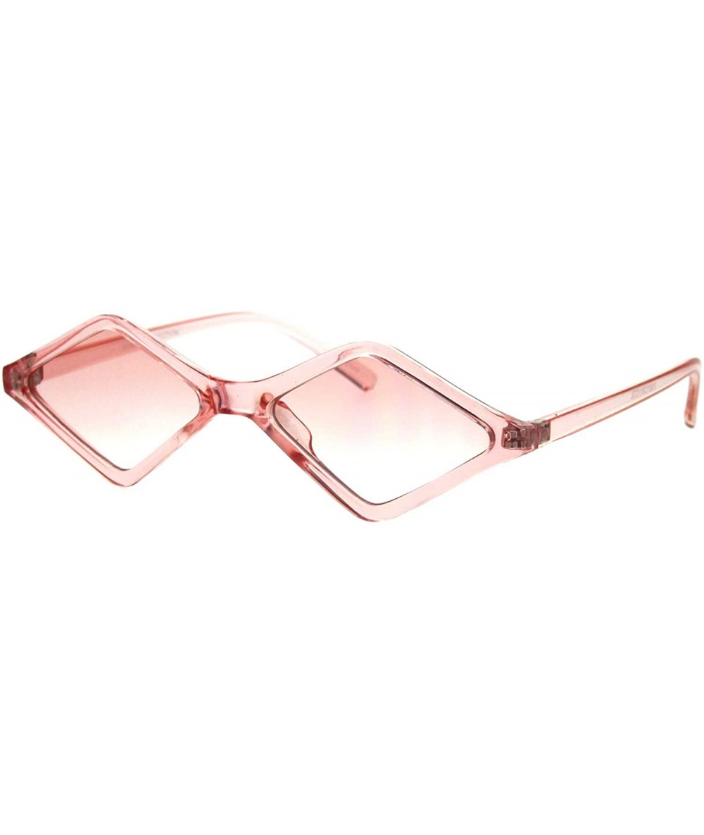 Square Skinny Diamond Shape Sunglasses Womens Trendy Fashion Translucent Colors - Pink - CV18NZ9Q3UN $8.58
