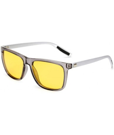 Square Polarized Men Women Night vision Sunglasses Drive Yellow Lens Vintage Square Male Female Sun Glasses for men - CS190HX...