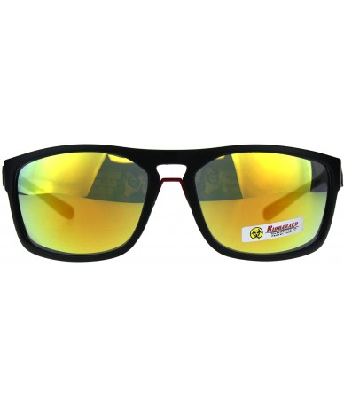 Sport Mens Biohazard Gangster Rectangular Warp Around Sunglasses - Black Orange - C918C4MDY78 $10.06