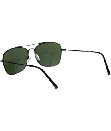 Square Air Force Navigator Sunglasses Square Aviators Unisex Metal Frame UV 400 - Black (Dark Green) - C218W9DGDSQ $16.62