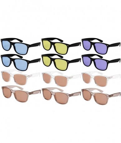 Wayfarer Wholesale 80's Retro Style Horned Rim Sunglasses Unisex Spring Hinge -12 Pack - N5401as-cr 12 Pack Mixed Colors - C6...