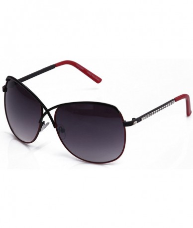 Aviator Aviator Oversized Fashion Sunglasses Modern Design Gradient Lenses UV Protection - Black/Red - C917YXTKSGN $11.09