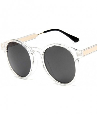 Oversized Retro Round Sunglasses Women Men Brand Design Transparent Female Sun glasses - 1 - C818W4S9UHT $19.91