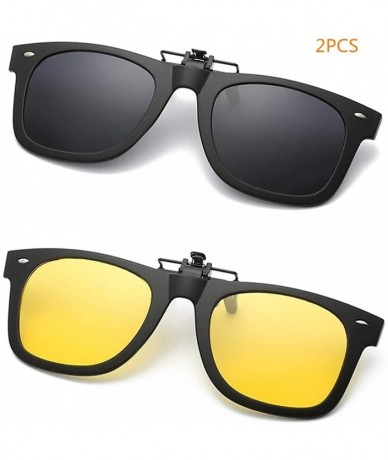 Oval Clip on Sunglasses-2-Pack Unisex Sunglasses Polarized Clip on Flip-Up Prescription Sunglasses Eyeglass - Type 2 - CO18HX...