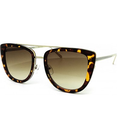 Oversized 7232-1 Premium Oversize Womens Mens Mirrored Fashion Sunglasses - Brown - CO18Q7EH7ZK $16.31