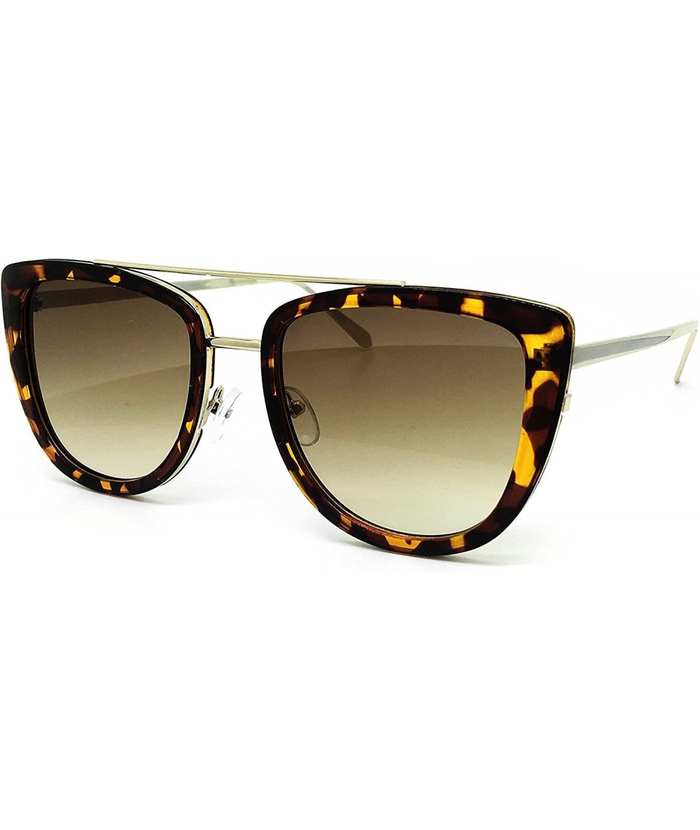 Oversized 7232-1 Premium Oversize Womens Mens Mirrored Fashion Sunglasses - Brown - CO18Q7EH7ZK $16.31