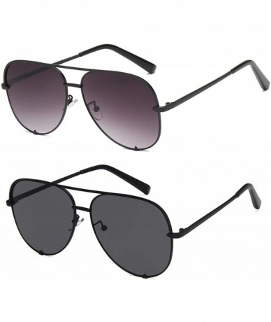 Oversized Aviator Sunglasses for Women Classic Oversized Sun Glasses UV400 Protection - 2pack-black+fade - CJ18S7QQX4U $49.52